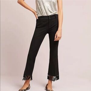 Anthropologie Black Essential Crop Flare Fringe
Hem Pants, Size 8